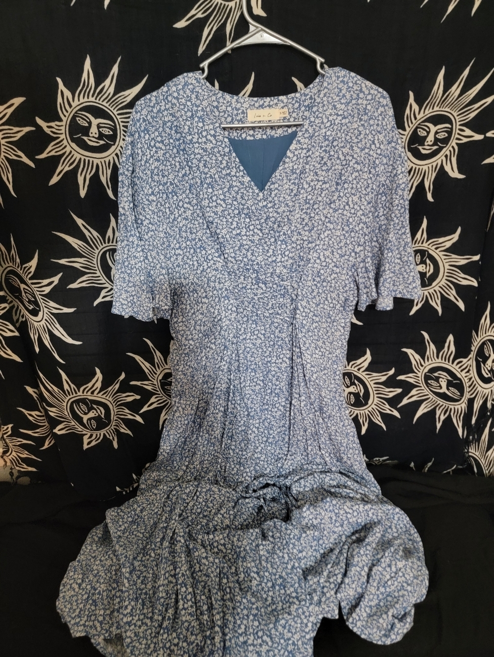 Blue Flower Print Dress